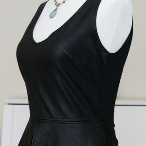 Sexy black faux leather peplum Zara top Sz S